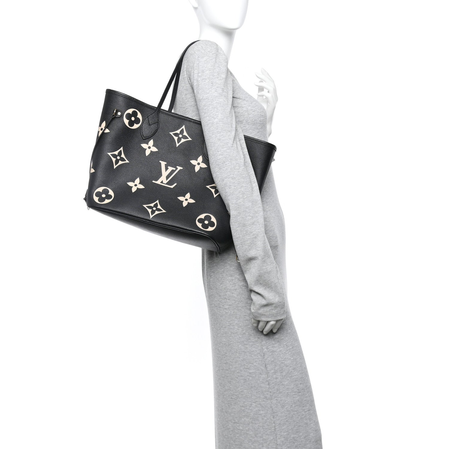 Louis Vuitton Empreinte Monogram Giant Neverfull MM Black Beige 2 of 11