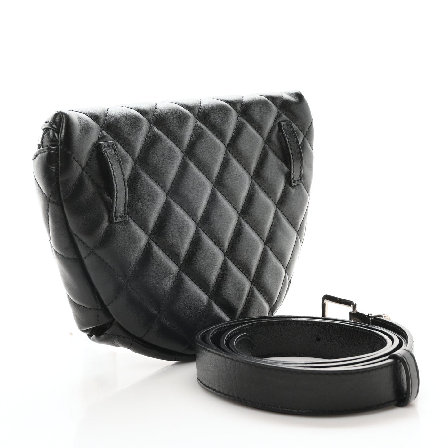Calfskin Quilted Waist Belt Bag Black