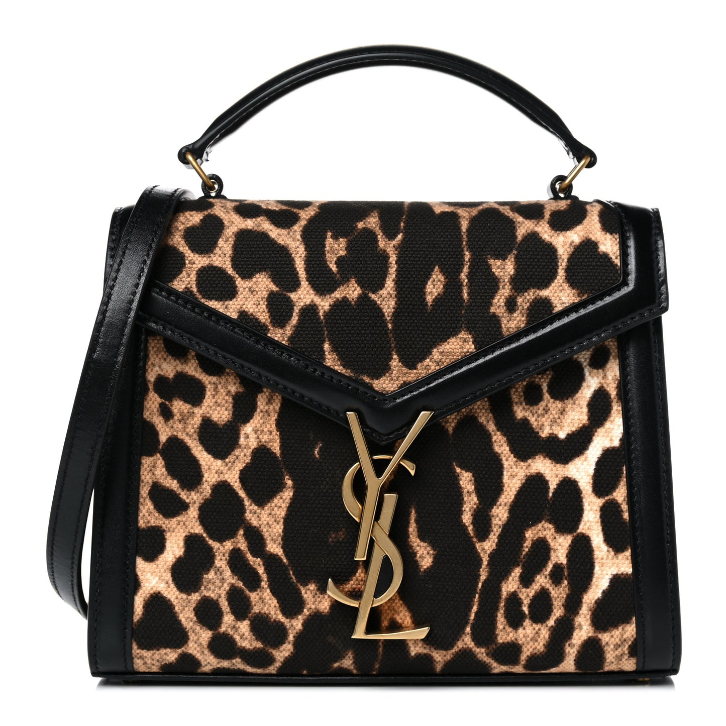 Canvas Leopard Print Mini Classic Monogram Cassandra Top Handle Black