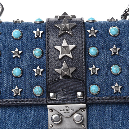 Valentino Garavani Denim Star Studded Small Lock Flap Blue 9 of 9