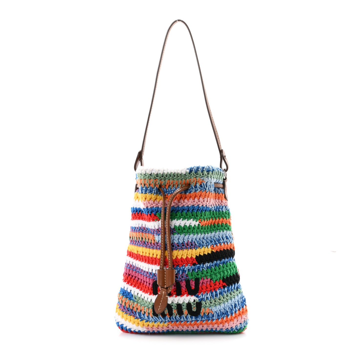 Fabric Crochet Drawstring Pouch Multicolor