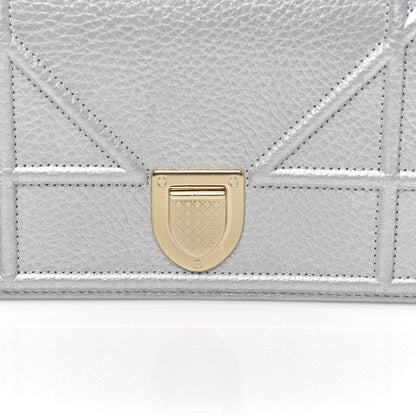 Christian Dior Metallic Grained Calfskin Diorama Wallet on Chain Pouch Silver 9 of 9