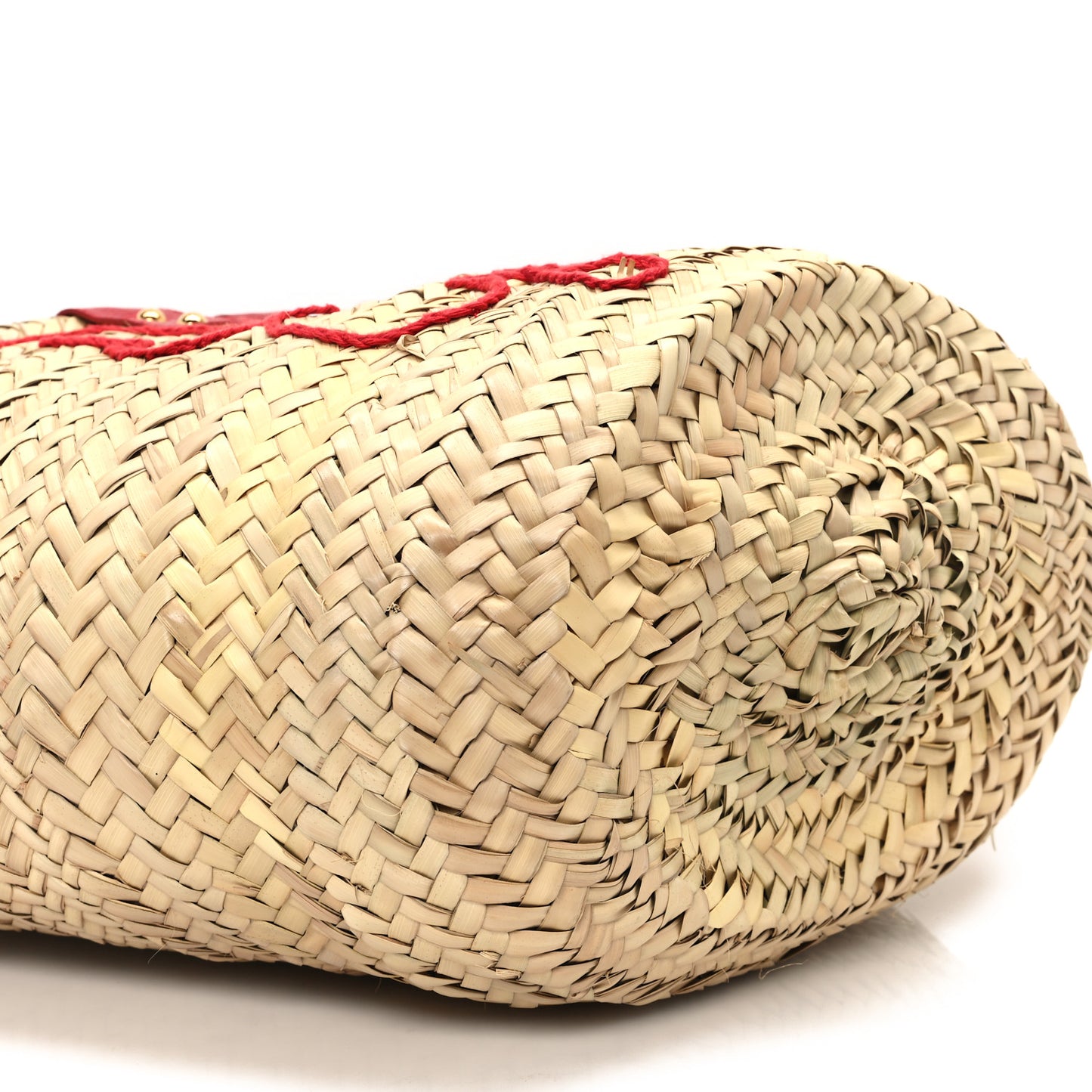 Woven Raffia Lizard Kendra Logo Tote Red Multicolor