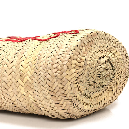 Dolce & Gabbana Woven Raffia Lizard Kendra Logo Tote Red Multicolor 8 of 11
