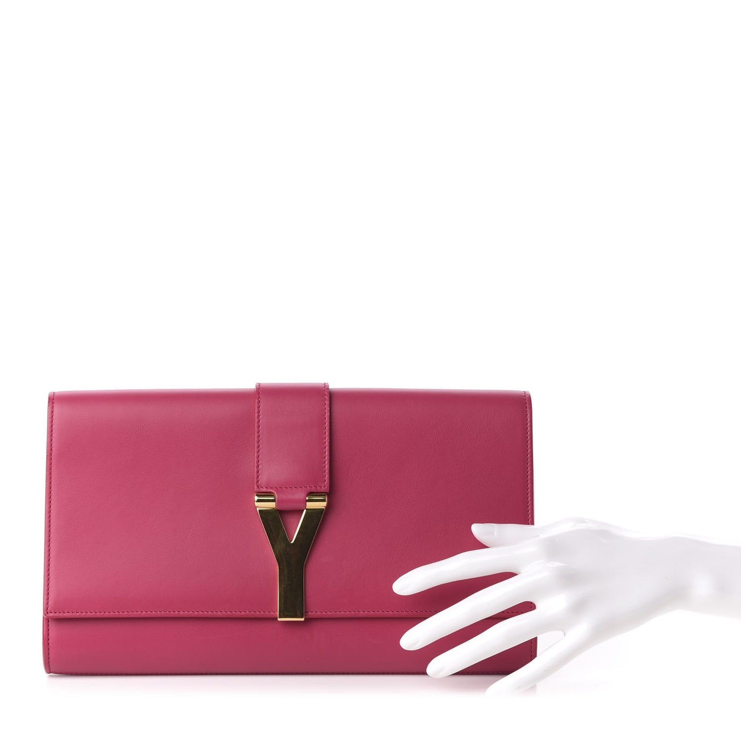 Calfskin Classic Y Ligne Clutch Fuchsia