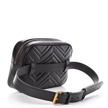 Gucci Calfskin Matelasse Mens GG Marmont Belt Bag 100 40 Black 3 of 11
