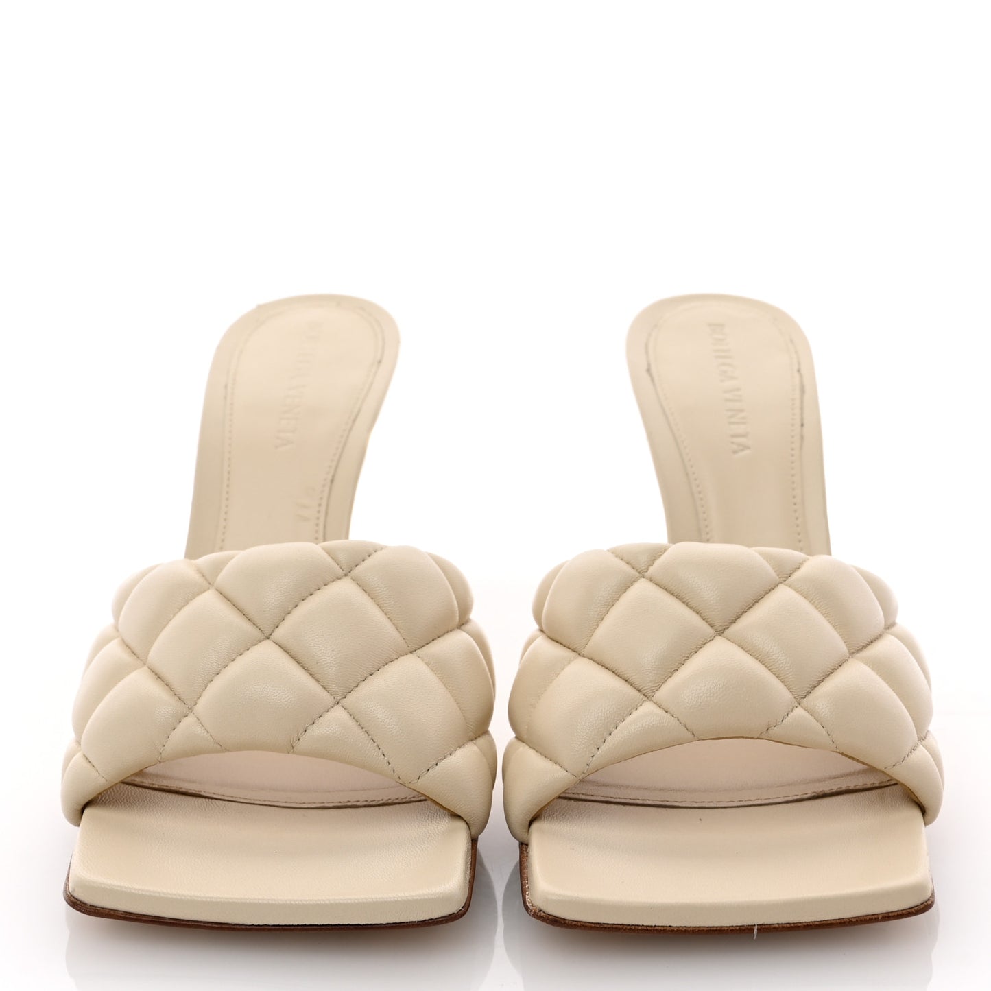 Nappa Quilted Rubber Lido Mule Sandals 37.5 Sea Salt
