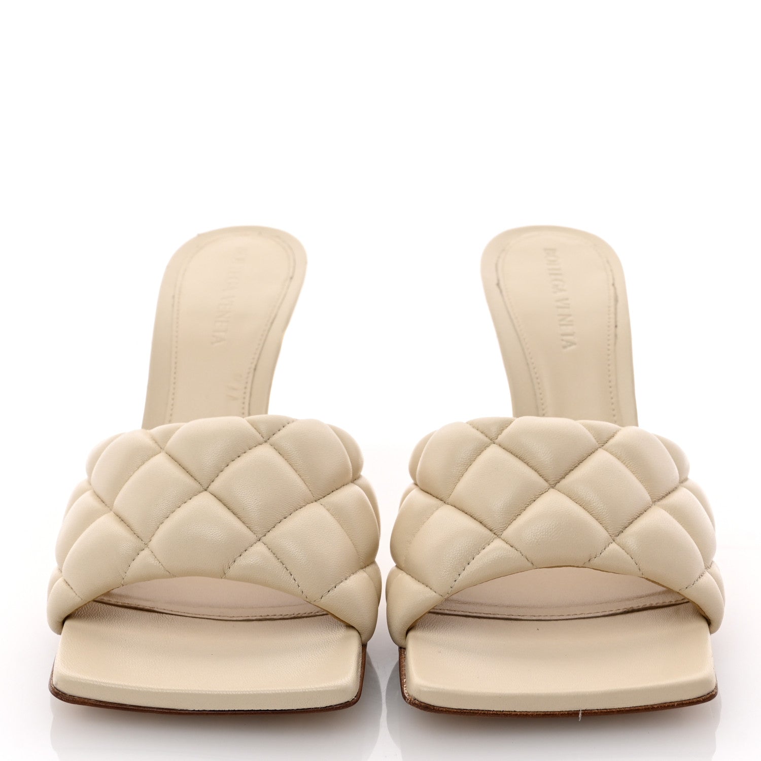 Bottega Veneta Nappa Quilted Rubber Lido Mule Sandals 37.5 Sea Salt 2 of 11