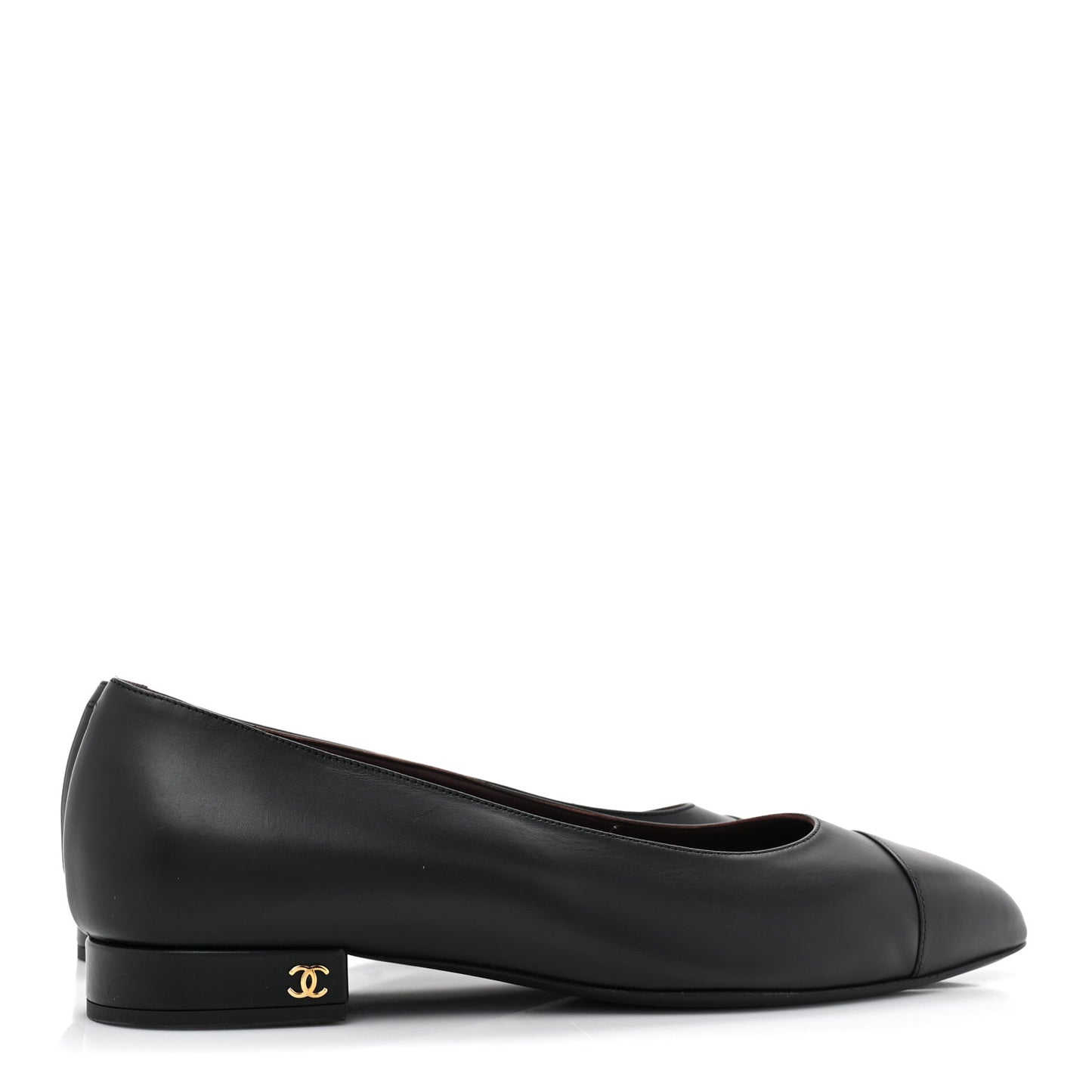 Lambskin Cap Toe CC Uniform Ballerina Flats 40.5 Black