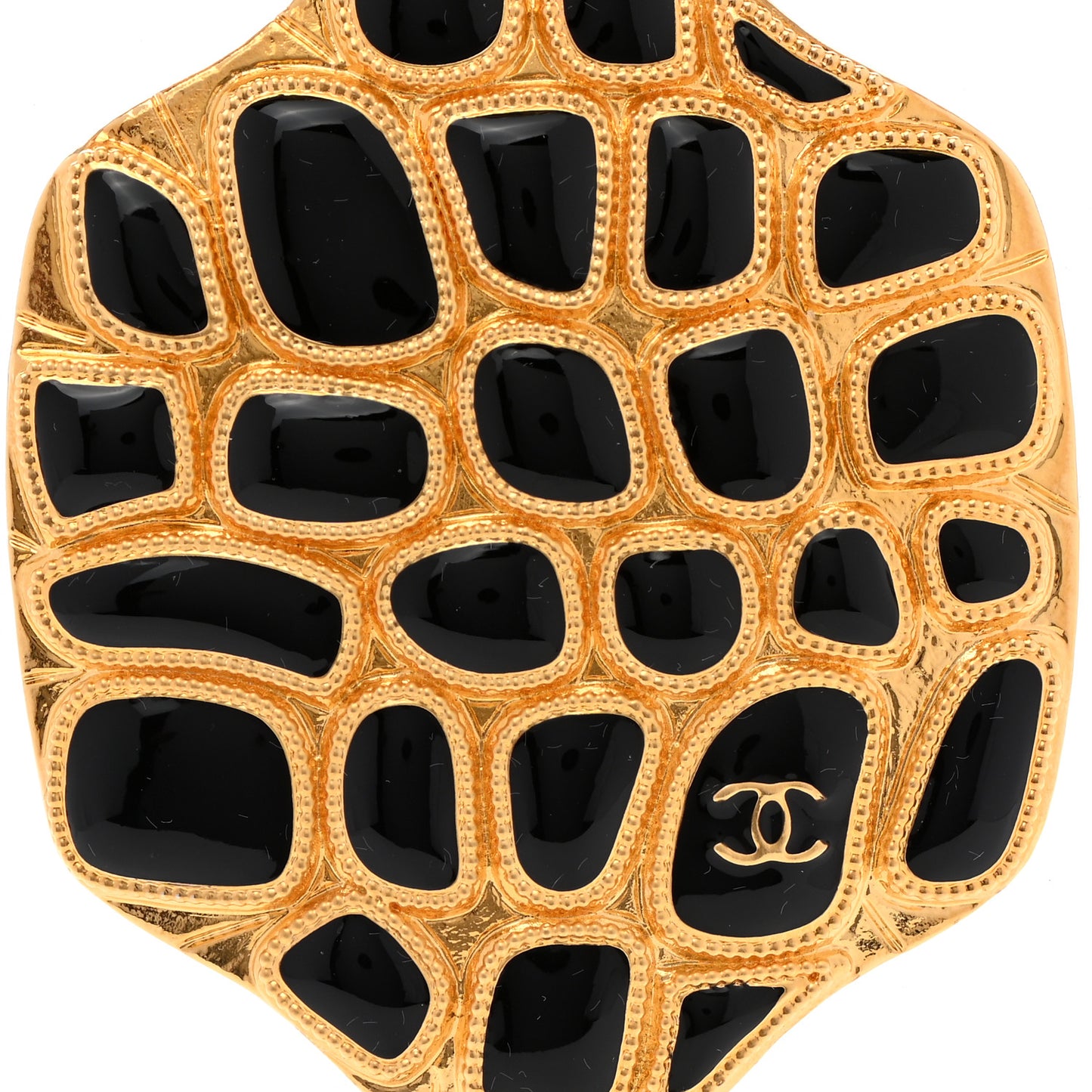 Resin Metal Along The Nile Large CC Necklace Gold Black