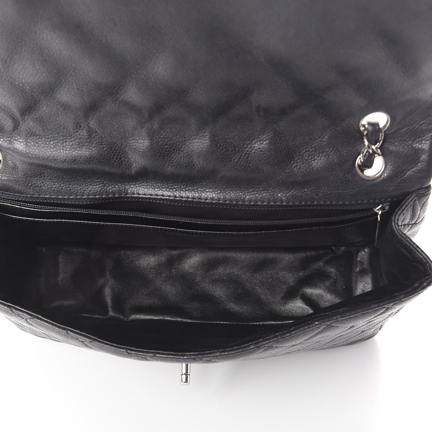 Washed Caviar Quilted Maxi Single Flap Black
