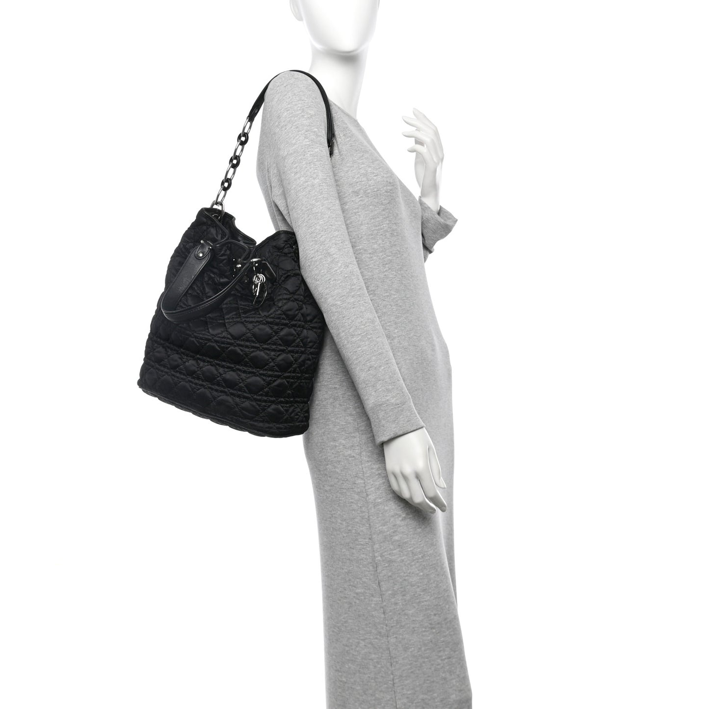 Nylon Cannage Charming Lock Tote Black