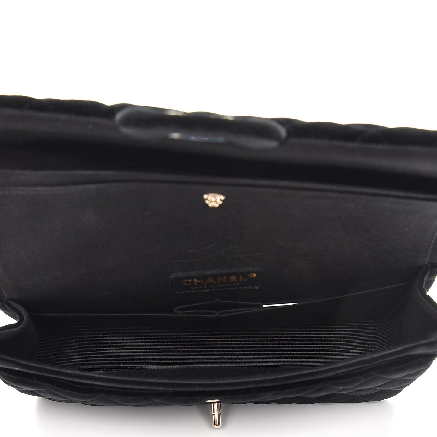 Velvet Quilted Medium Double Flap Black