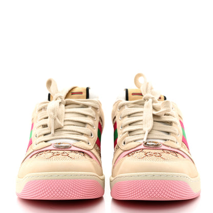 Gucci Calfskin GG Supreme Crystals Web Screener Sneakers 37.5 Beige Ebony Wild Rose 2 of 9