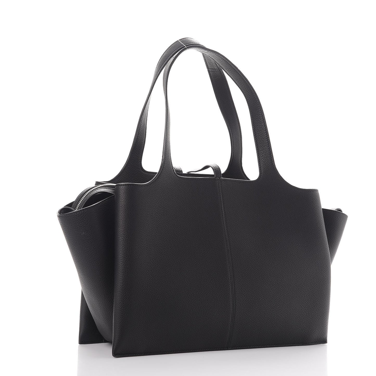 Baby Grained Calfskin Medium Tri-Fold Bag Black