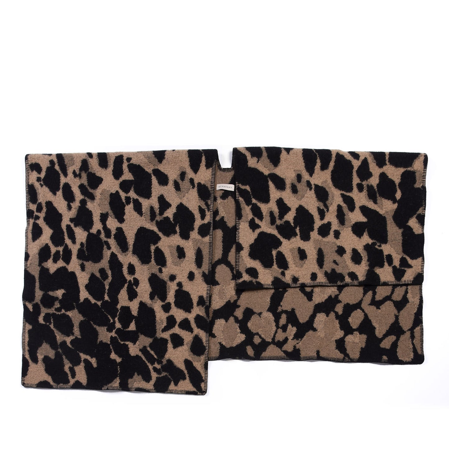 Wool Cashmere Jacquard Animal Print Cape Camel