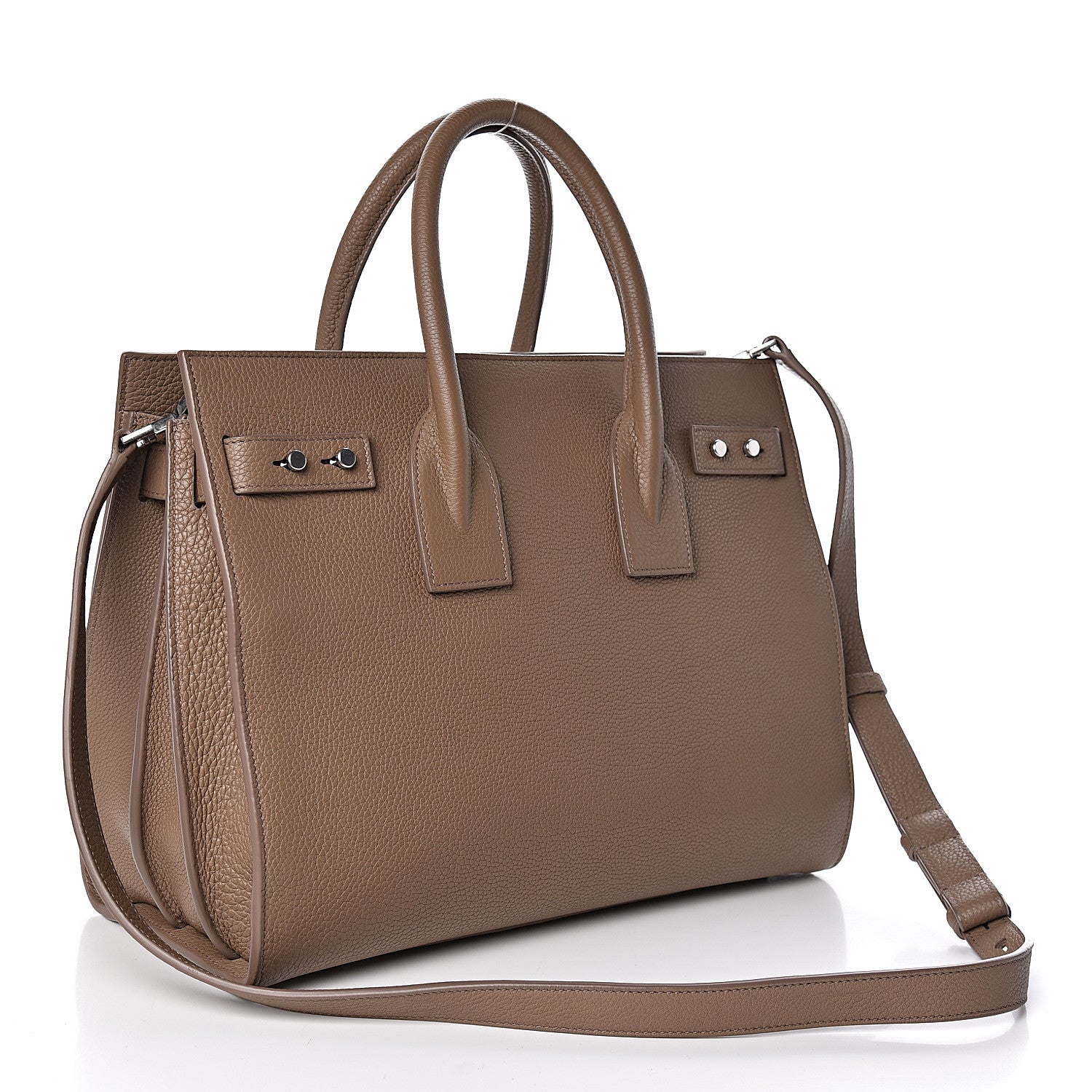 Saint Laurent Grained Calfskin Small Supple Sac De Jour Taupe 3 of 9
