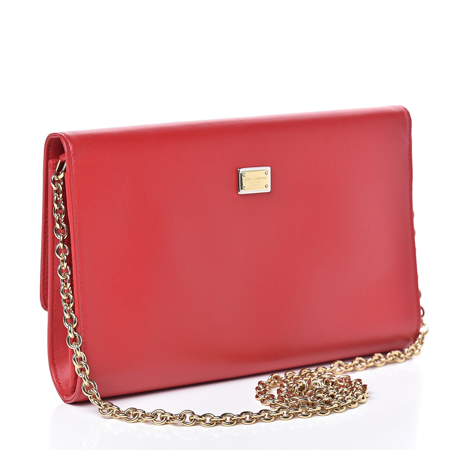 Vitello Embellished L'amore Wallet On Chain Rosso