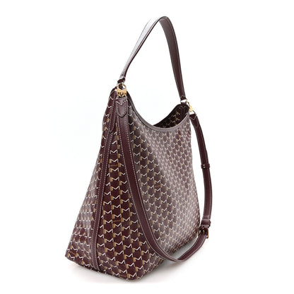 Moynat Calfskin Canvas M Hobo Bag Burgundy 3 of 9