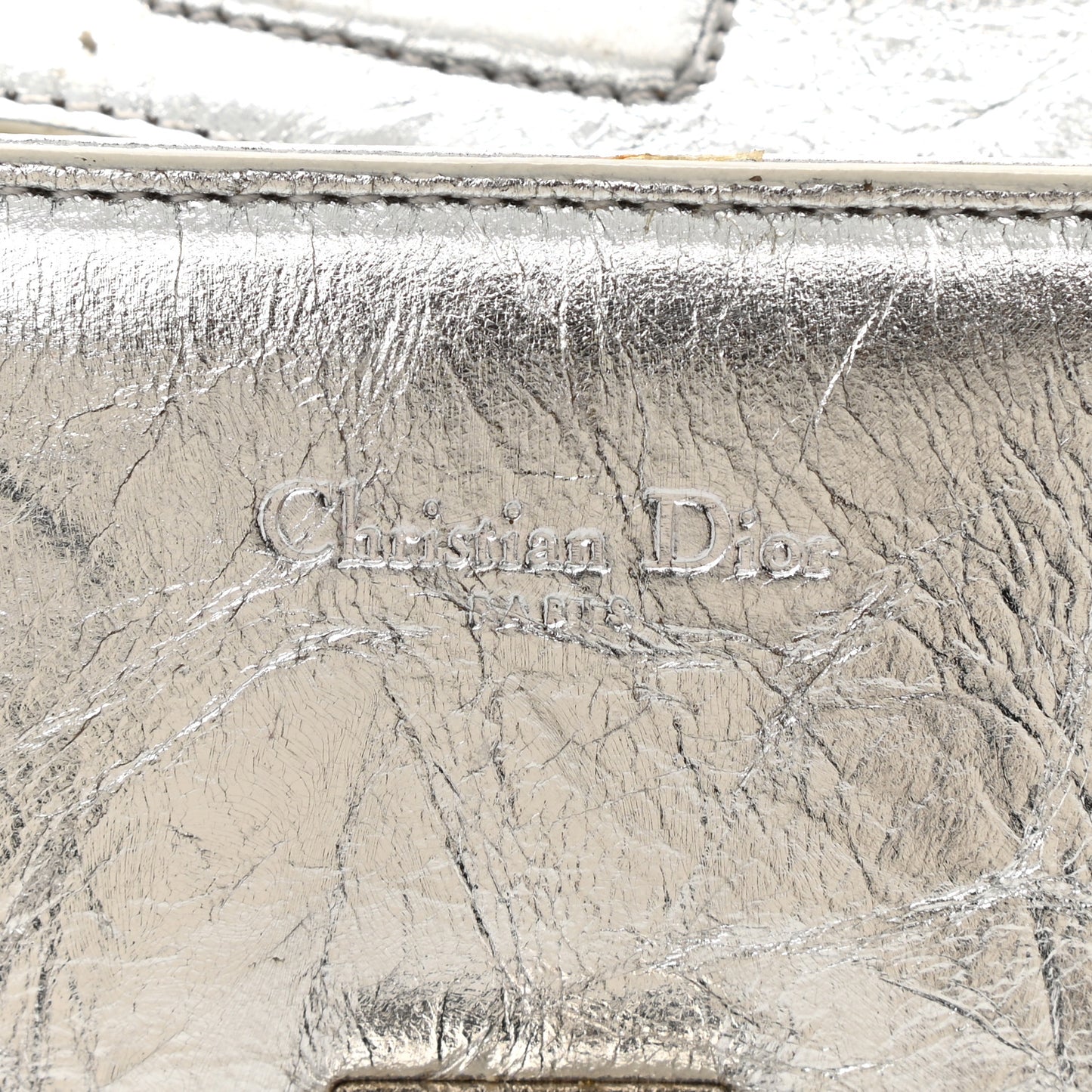 Metallic Calfskin Large Diorever Flap Silver