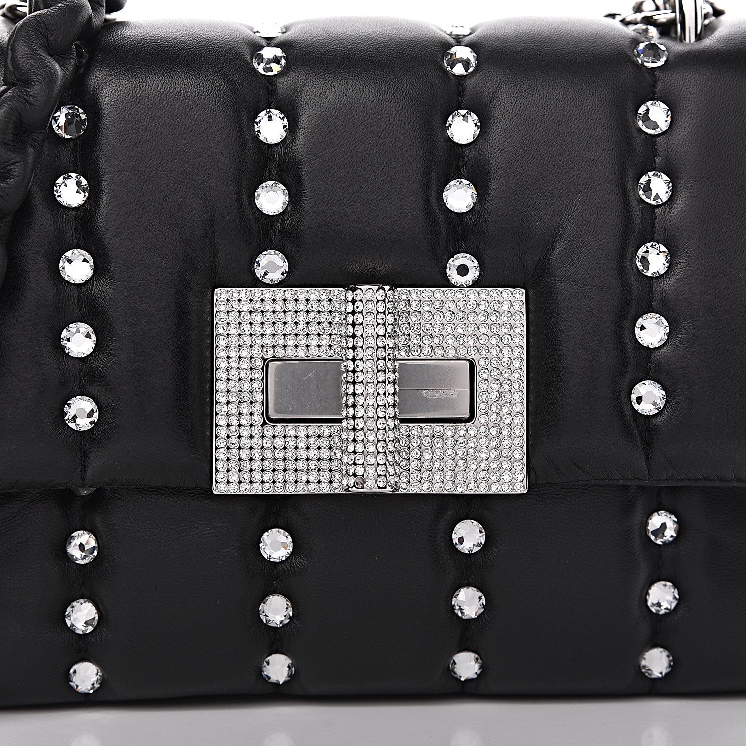 Tom Ford Lambskin Quilted Crystal Small Natalia Chain Bag Black 19 of 19