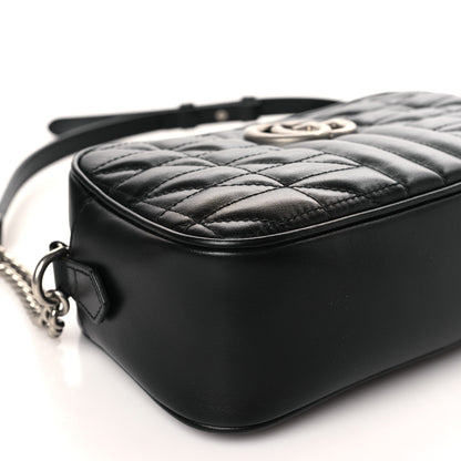 Gucci Calfskin Matelasse Aria Small GG Marmont Chain Shoulder Bag Black 8 of 9