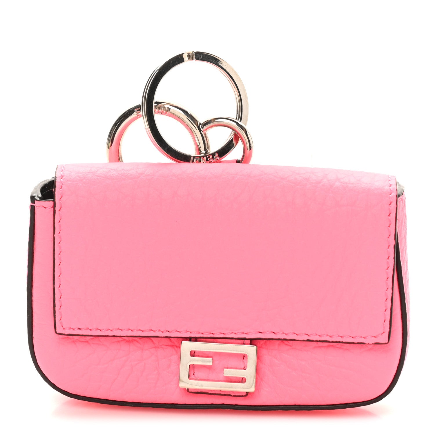 Fendi Cuoio Romano Micro Baguette Charm Rosa Fluo 7 of 9