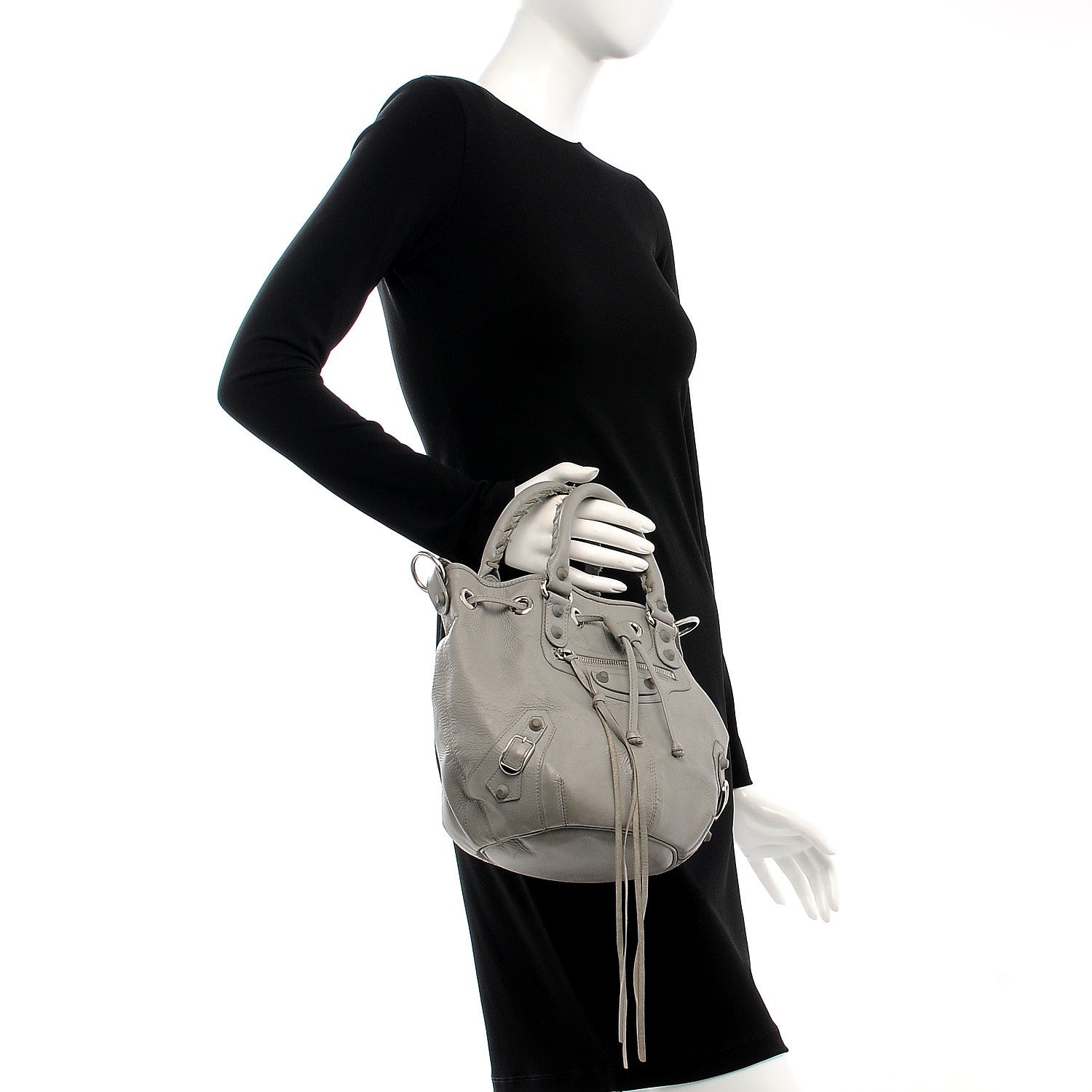 Balenciaga Matte Goatskin Rubber Covered Classic Hardware Mini Pompon Gris Glace 3 of 8