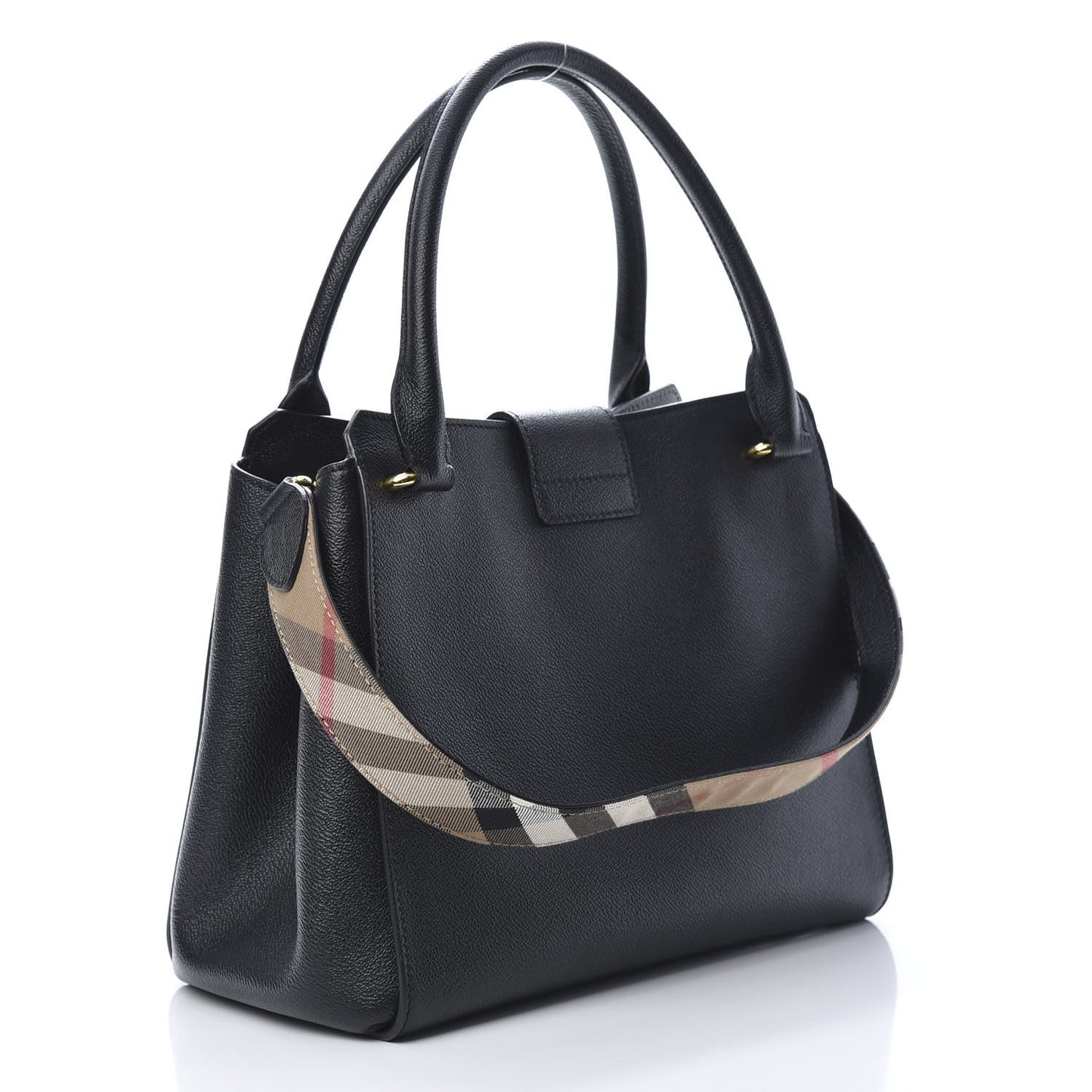 Soft Grain Calfskin Medium Buckle Tote Black