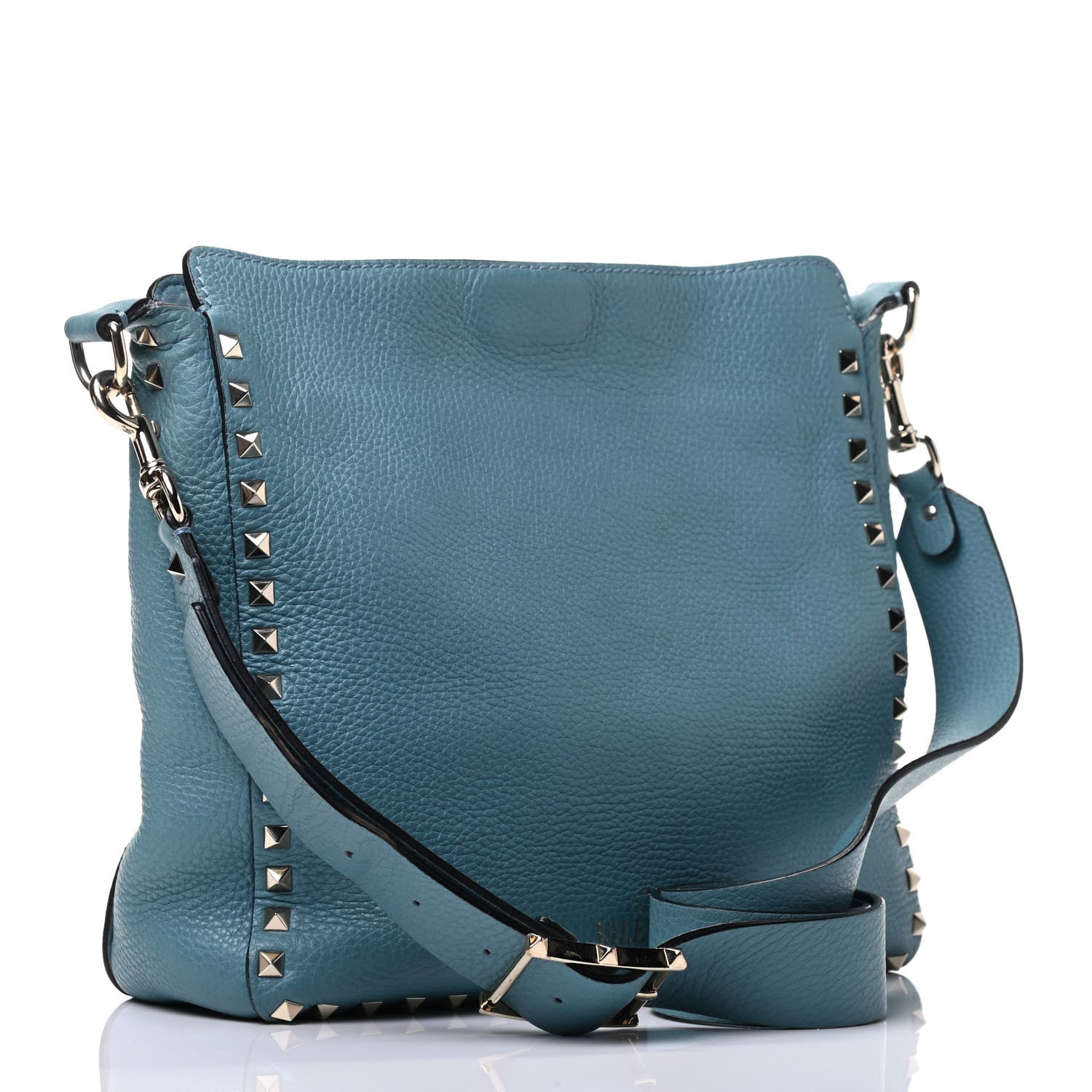 Valentino Garavani Pebbled Calfskin Small Rockstud Flip-Lock Messenger Bag Light Blue 3 of 8
