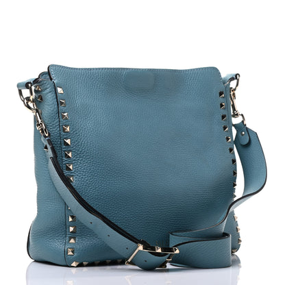 Valentino Garavani Pebbled Calfskin Small Rockstud Flip-Lock Messenger Bag Light Blue 3 of 8