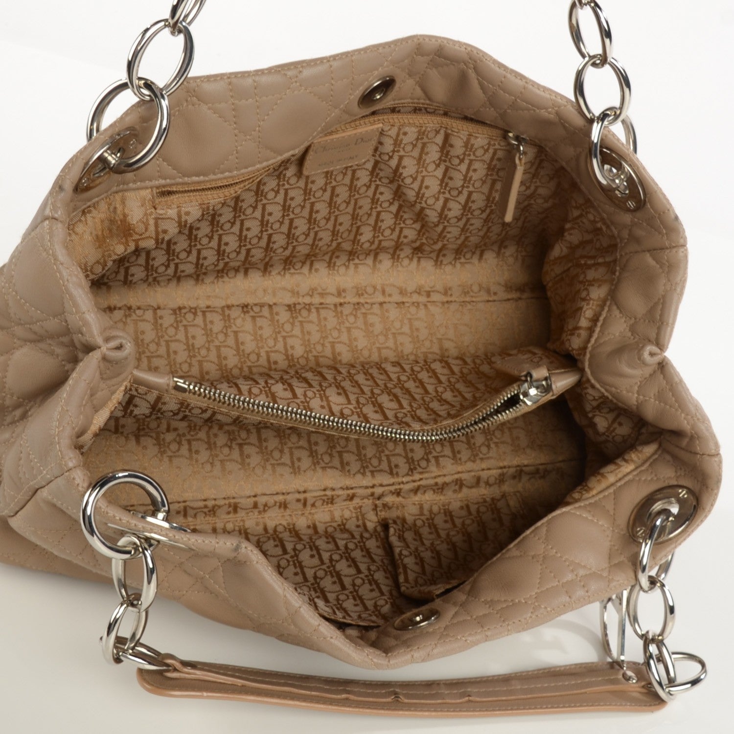 Christian Dior Lambskin Cannage Shoulder Bag Beige 5 of 7