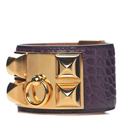 Hermes Matte Alligator Collier De Chien CDC Bracelet S Amethyst 1 of 5
