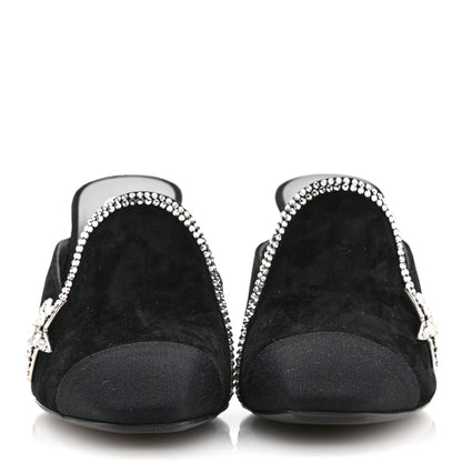 Chanel Suede Grosgrain Crystal Star Mules 37 Black 3 of 11