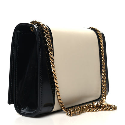 Saint Laurent Nappa Patent Calfskin Two-Toned Small Monogram Kate Satchel Alabastro Black 3 of 11