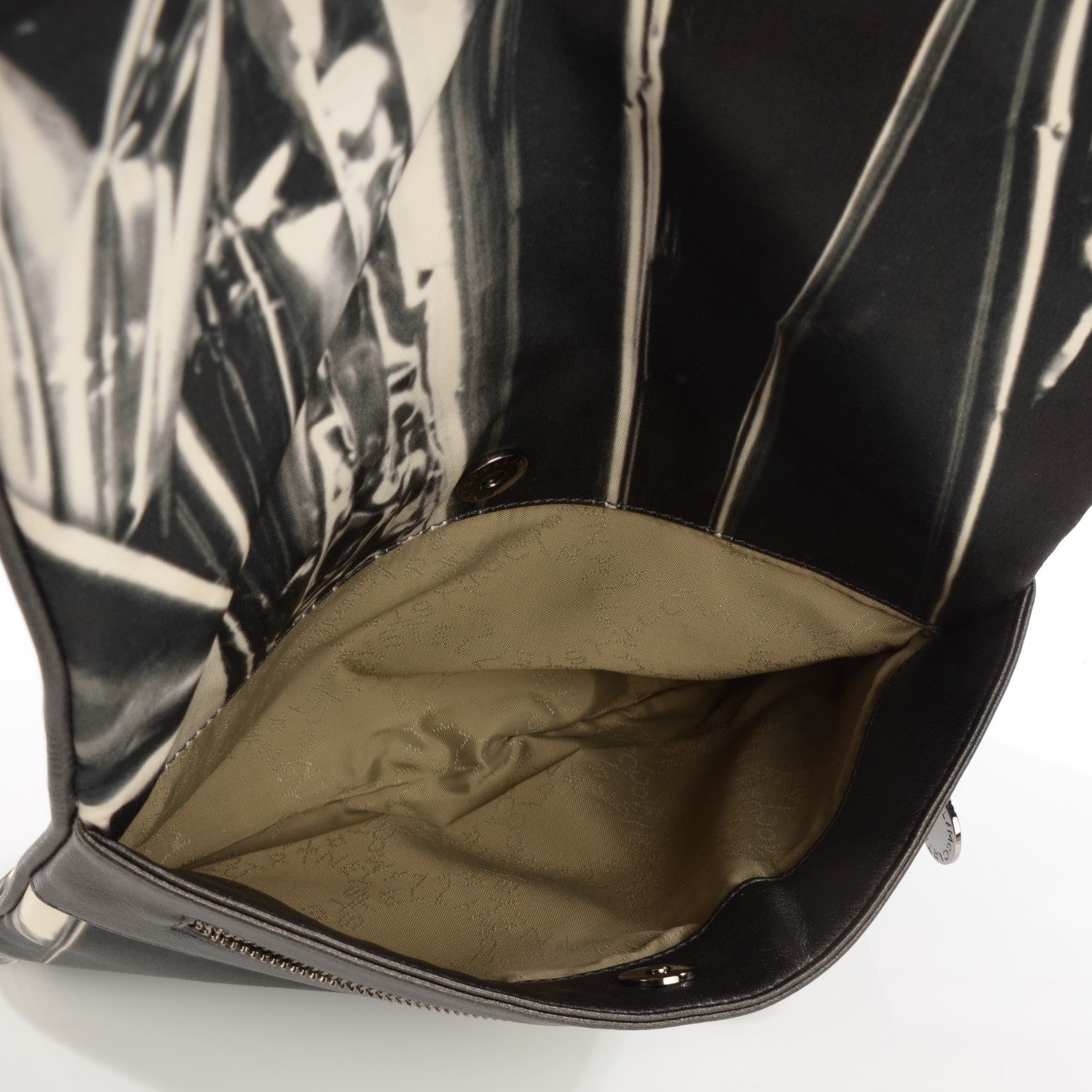 Stella McCartney Satin Foil Print Fold Over Falabella Clutch Black 5 of 7