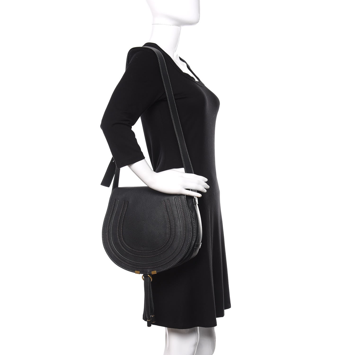 Chloe Calfskin Medium Marcie Round Crossbody Bag Black 2 of 12