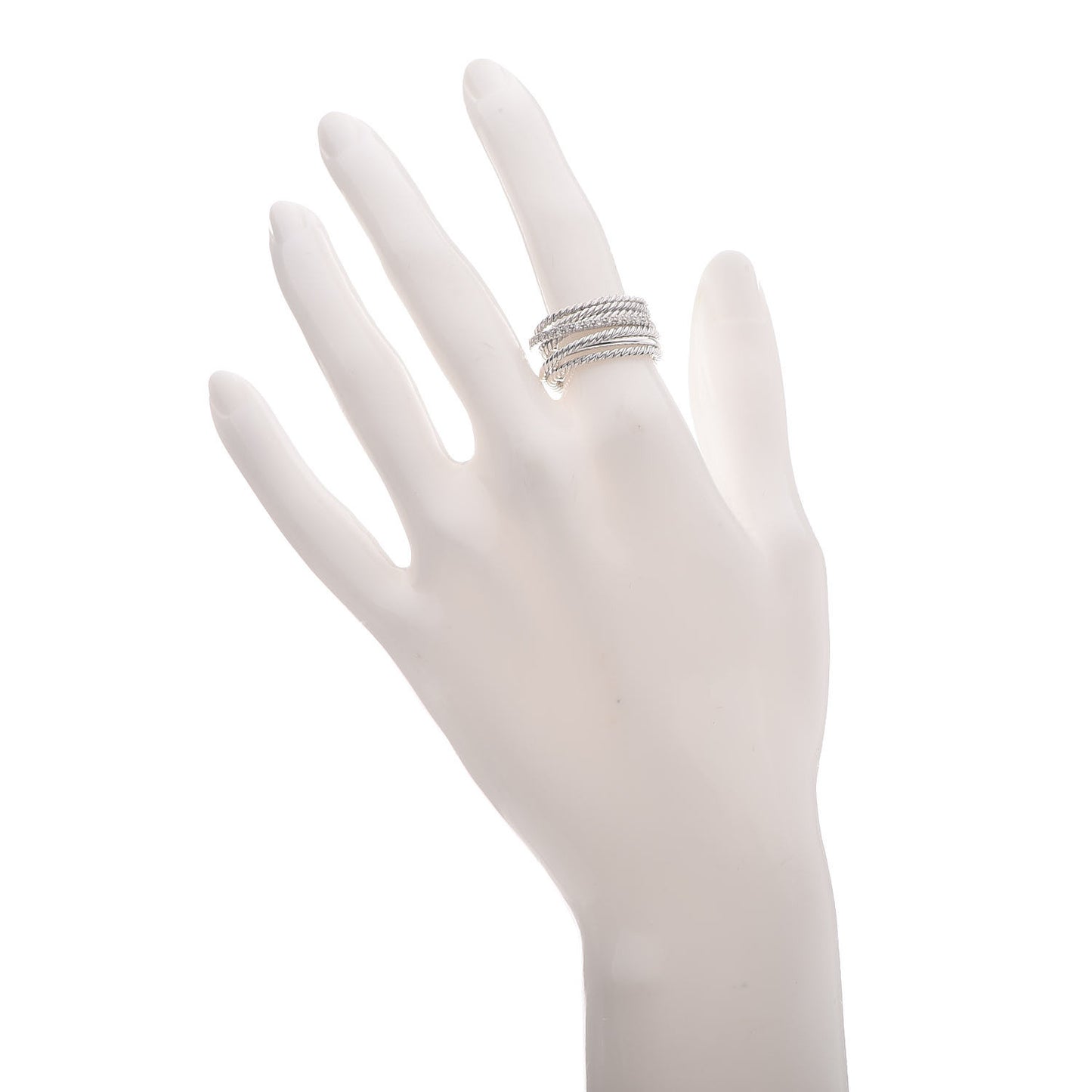 Sterling Silver Diamond Wide Crossover Cable Ring 54 7