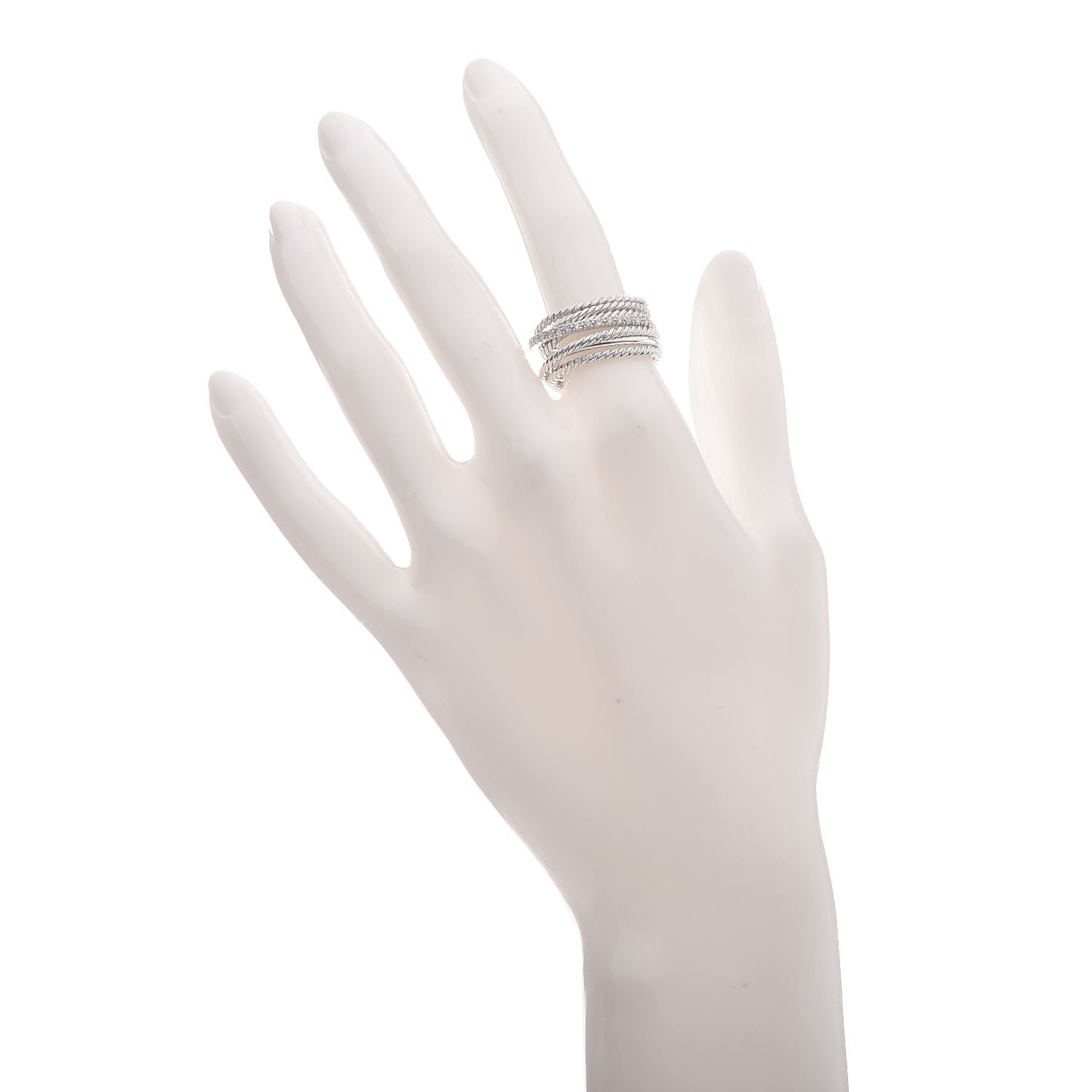 David Yurman Sterling Silver Diamond Wide Crossover Cable Ring 54 7 2 of 5