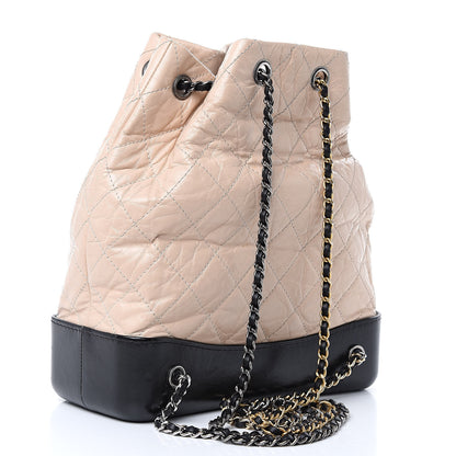 Chanel Aged Calfskin Quilted Gabrielle Backpack Beige Black 3 of 13