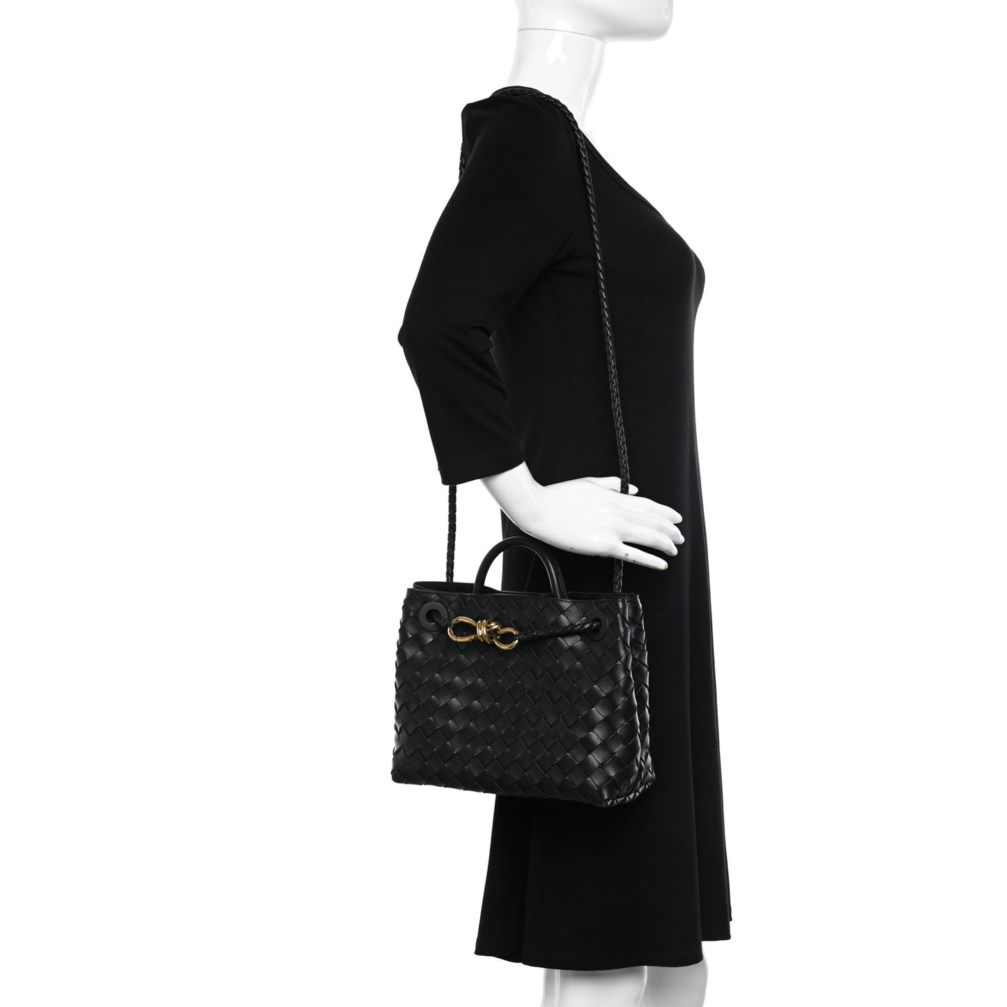 Nappa Intrecciato Small Andiamo Shoulder Bag Black