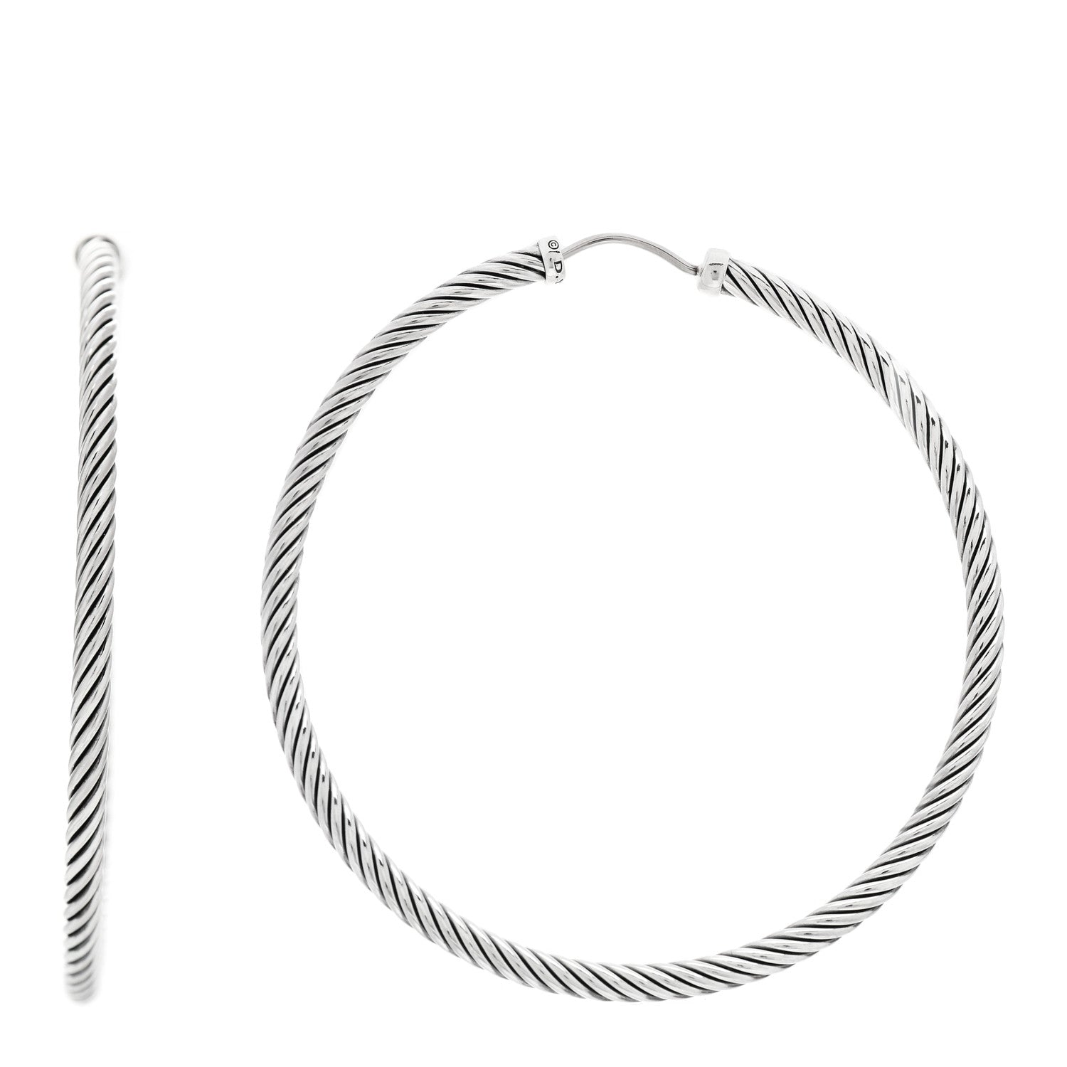 David Yurman Sterling Silver Extra Large Cable Classics Hoop Earrings 1 of 5
