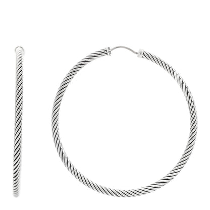 David Yurman Sterling Silver Extra Large Cable Classics Hoop Earrings 1 of 5