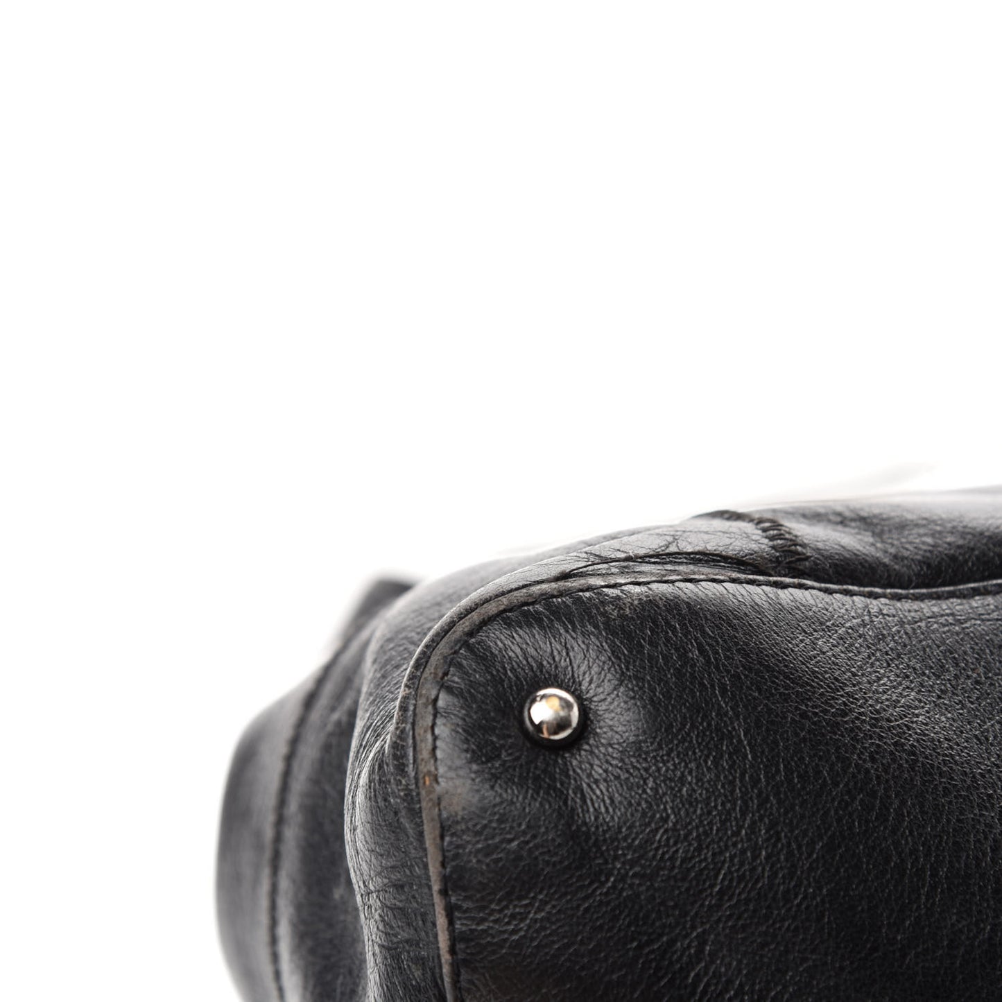Calfskin Square Stitched Tassel Hobo Black
