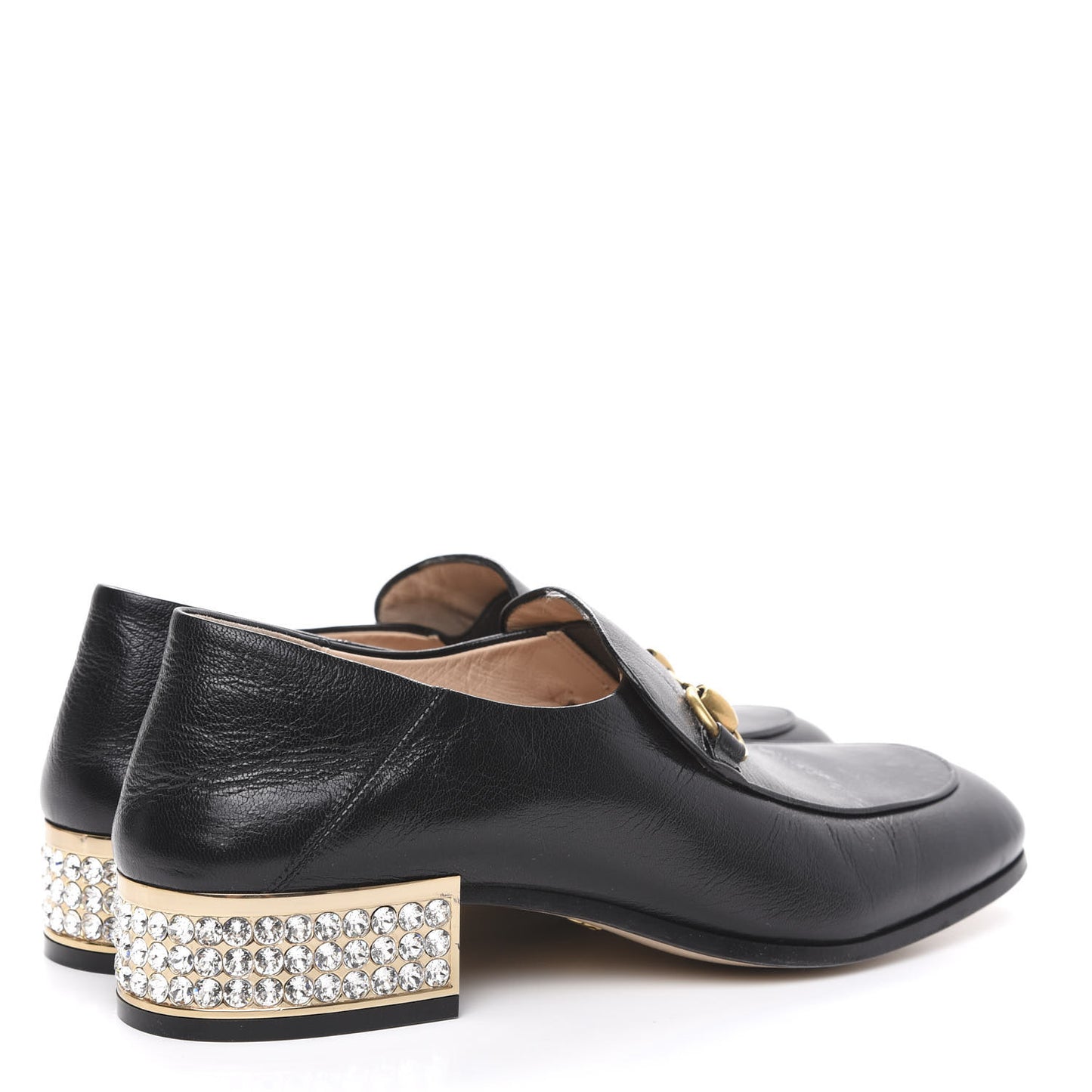 Goatskin Crystal Womens Horsebit Loafers 38 Black