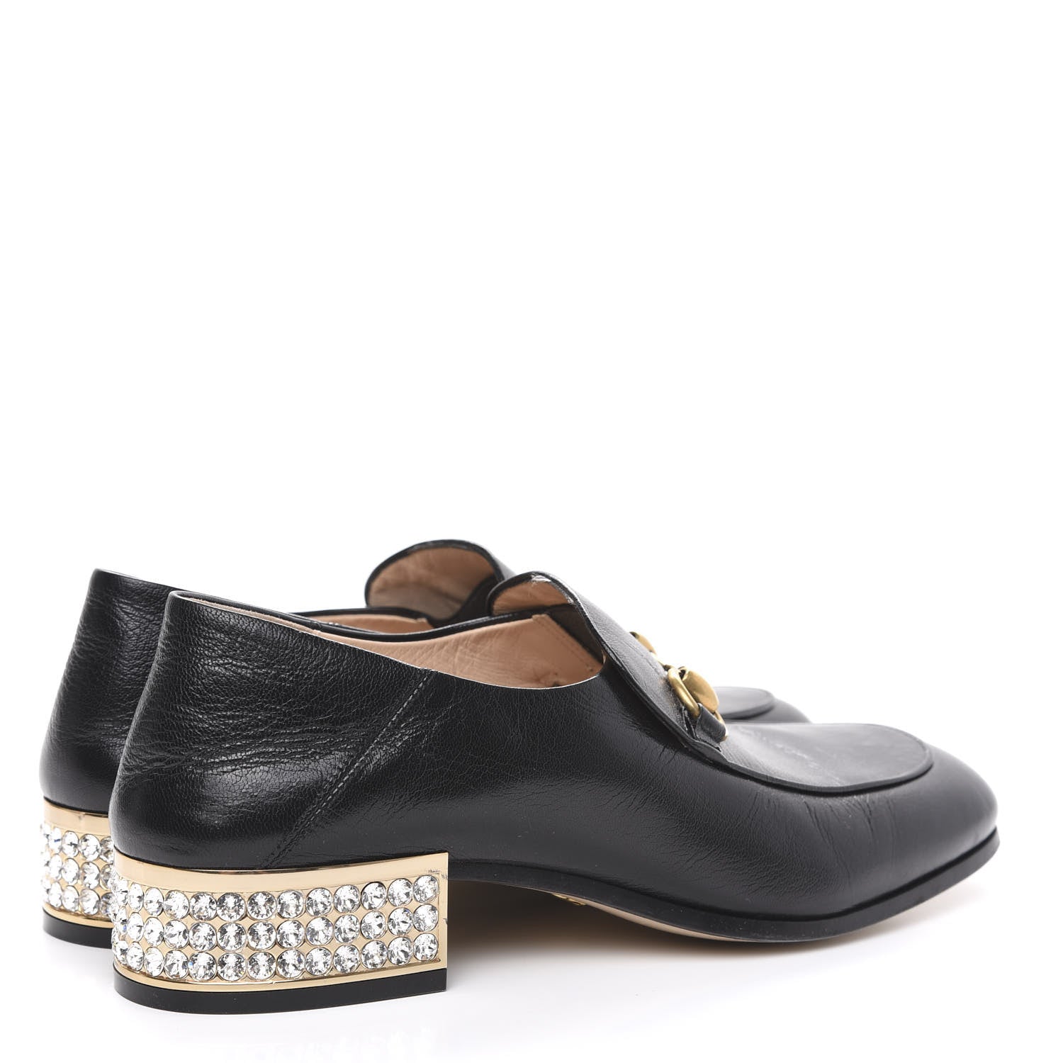 Gucci Goatskin Crystal Womens Horsebit Loafers 38 Black 4 of 10