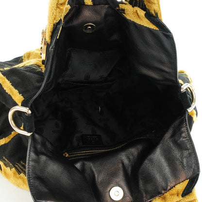 Gucci Velvet Tapestry Medium Hysteria Bag Black Gold 5 of 7
