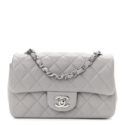 Chanel Lambskin Quilted Mini Rectangular Flap Grey 1 of 11