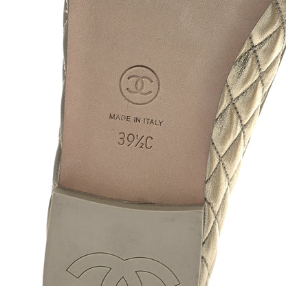 Chanel Metallic Lambskin Quilted Womens Chain CC Loafers 39.5 Gold 8 of 11