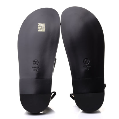 Chanel Grained Calfskin Velcro Dad Sandals 39.5 Black 6 of 10